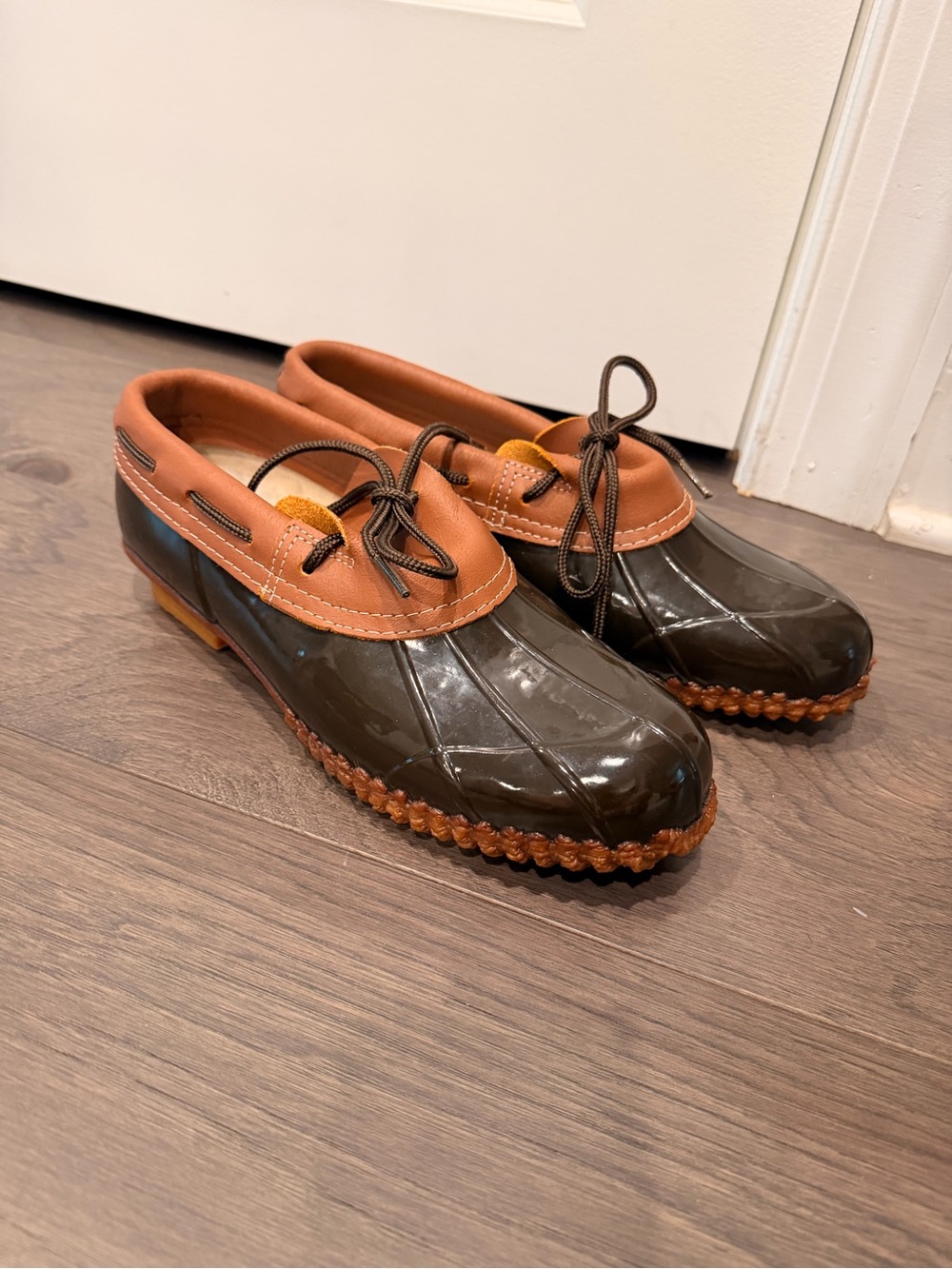 Men’s Waterproof Duck Boots in Brown and Tan Leather Trim